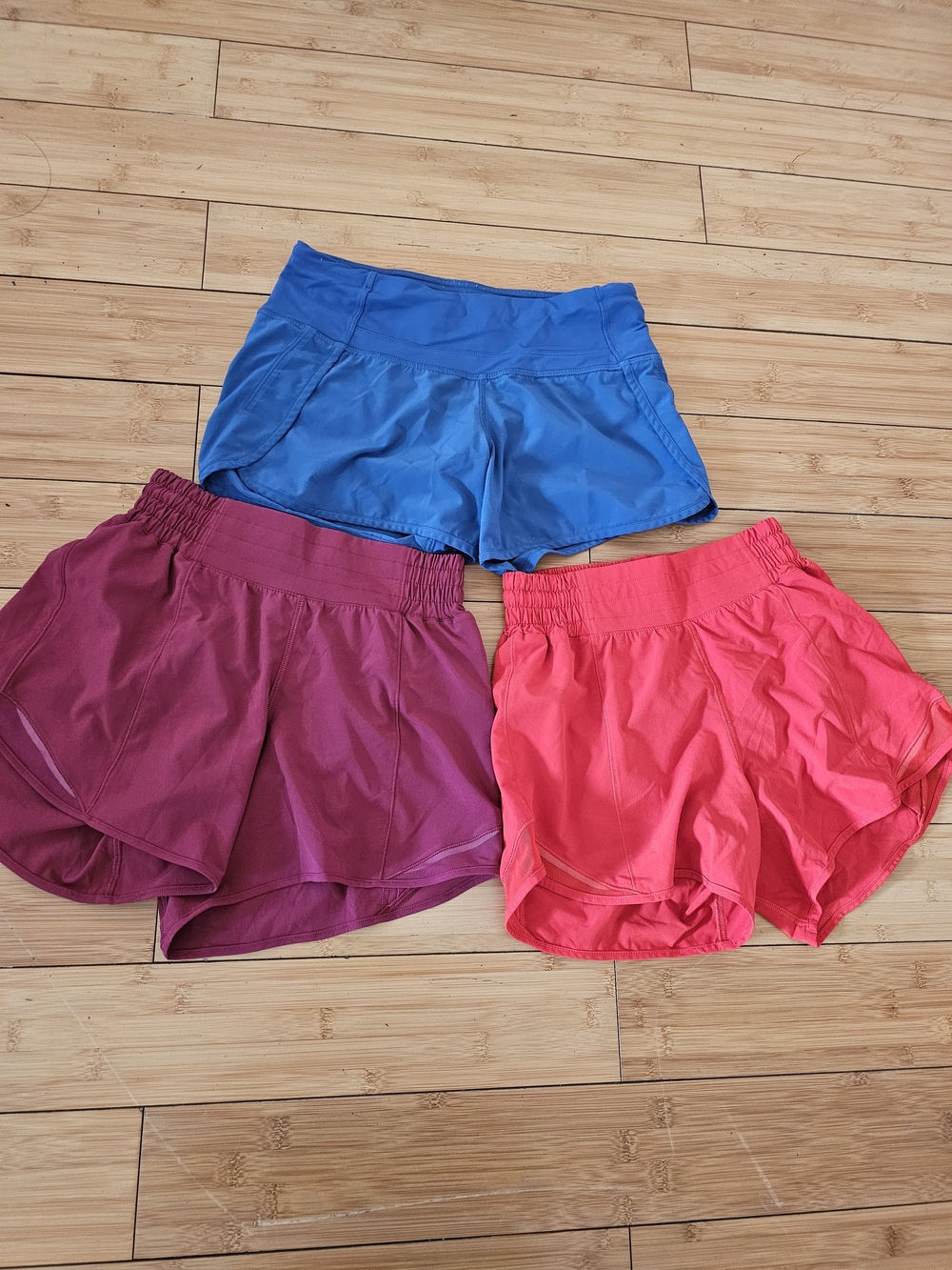 lululemon athletica Women's Athletic Shorts Bundle 2 - Blue,Red, Burgandy